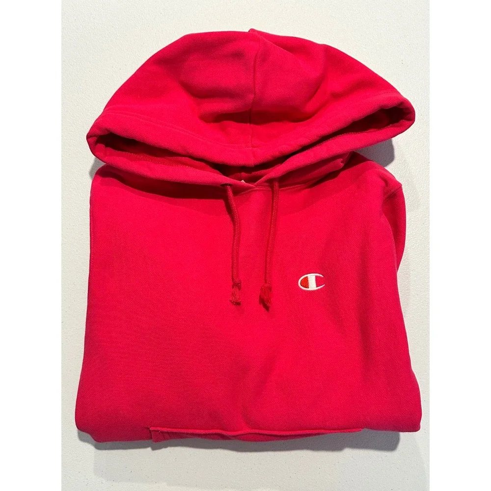 Champion Reverse Weave Magenta Pink Hoodie Sweatshirt Men's Sz Small Embroidered
